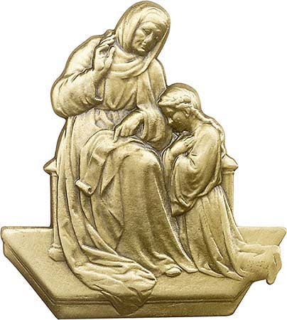 Antique Gold St. Ann with Mary Visor Clip 1061VG