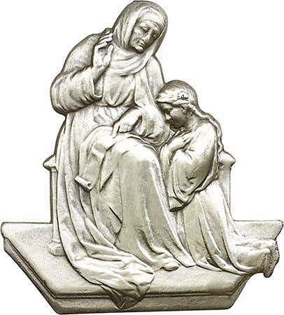 Antique Silver St. Ann with Our Lady Visor Clip 1061V