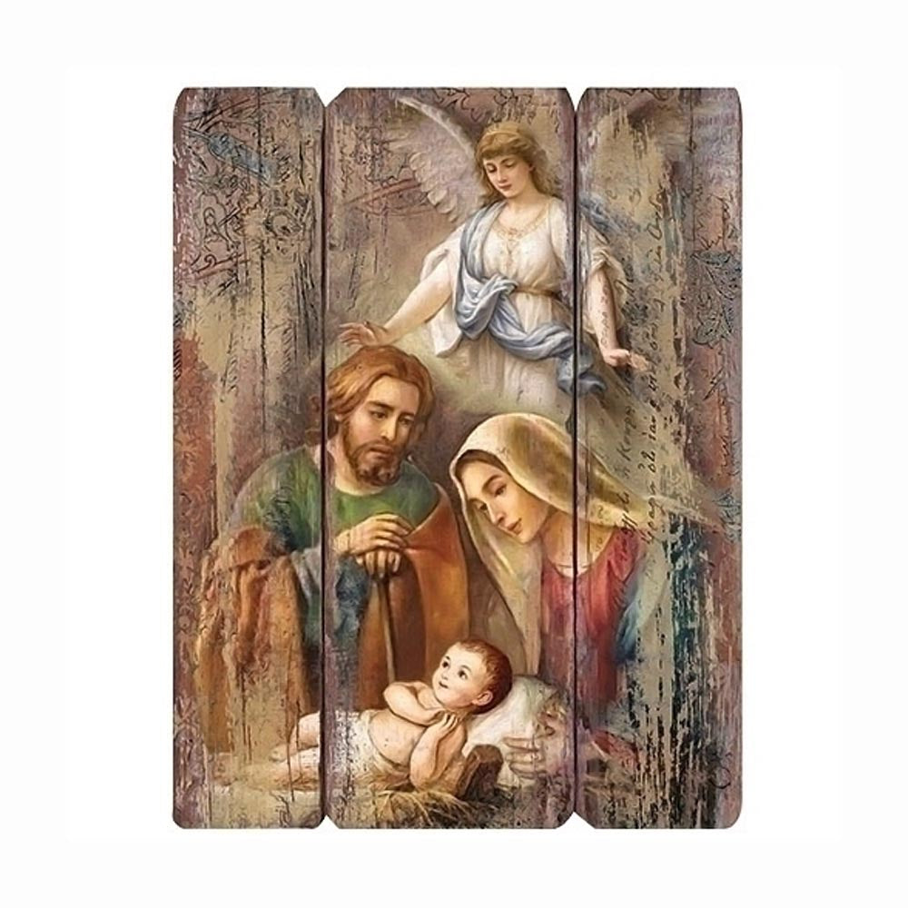 17 inch Holy Family with Angel Wall Panel