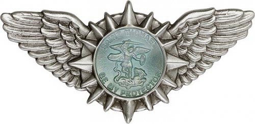 Antique Silver Blue Epoxy St. Michael with Wings Visor Clip 1063EV