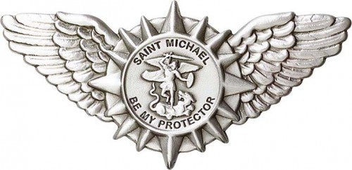 Antique Silver St. Michael with Wings Visor Clip 1063V
