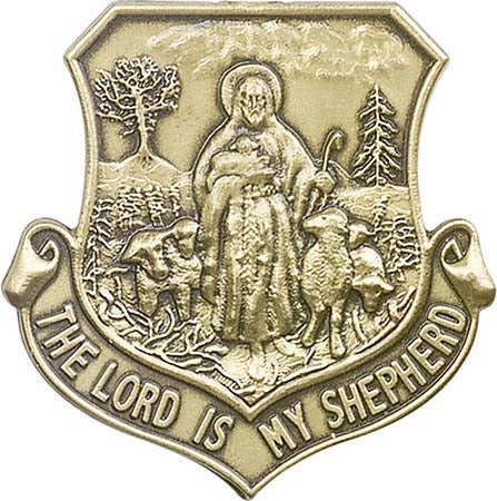 Antique Gold Lord Is My Shepherd Shield Visor Clip 1064VG