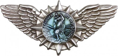 Antique Silver St. Christopher / Wings Visor Clip 1067EV