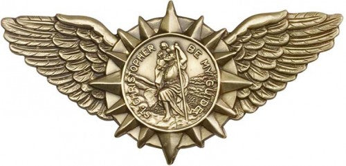 Antique Gold St. Christopher / Wings Visor Clip 1067VG