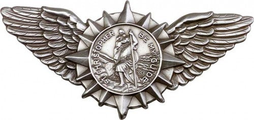 Antique Silver St. Christopher / Wings Visor Clip 1067V