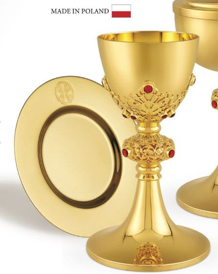 Gold plated Chalice with Red Stones 10-013
