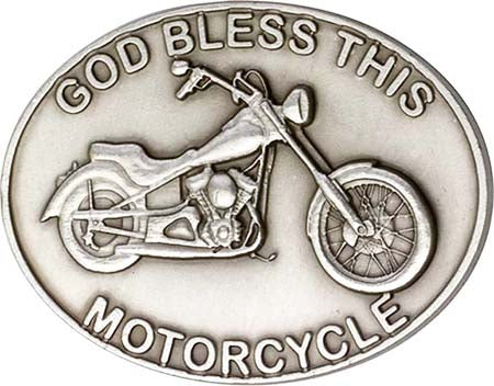 Antique Silver God Bless This Motorcycle Visor Clip 1075V