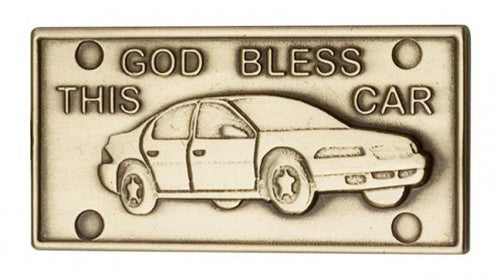 Antique Gold God Bless This Car Visor Clip 1076VG