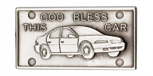 Antique Silver God Bless This Car Visor Clip 1076V