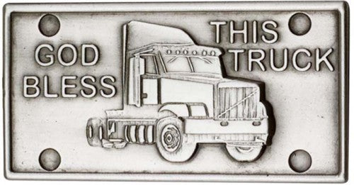 Antique Silver God Bless This Truck Visor Clip 1077V
