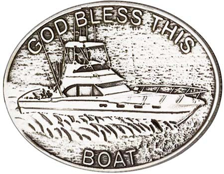 Antique Silver God Bless This Boat Visor Clip 1078V