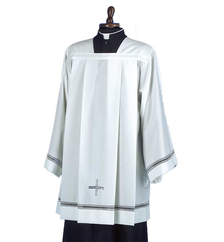 Grey Lace Insert Italian Pianoforte Surplice 989P/TC/1