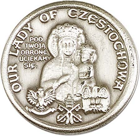 Antique Silver Our Lady of Czestochowa Visor Clip 1079V