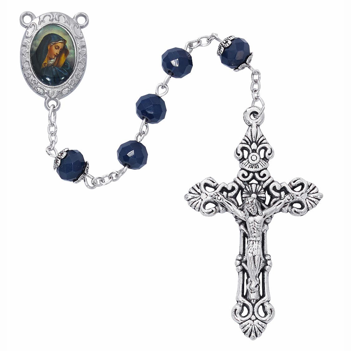 Blue Crystal Our Lady of Sorrows Rosary P401R
