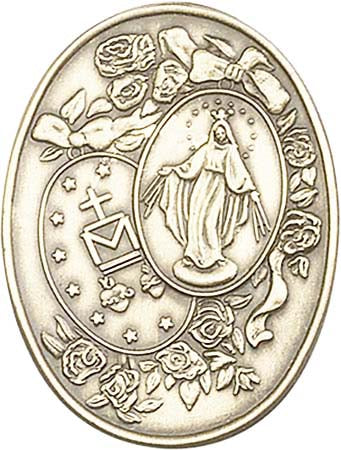 Antique Gold Both Sides Miraculous Medal Visor Clip 1081VG