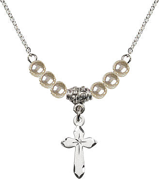 Cross Necklace with Faux Pearls for Girls N02-2529PWS