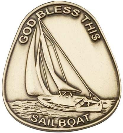 Antique Gold God Bless This Sailboat Visor Clip 1082VG