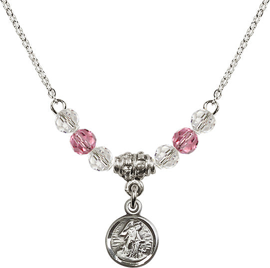 Guardian Angel Necklace with Rose Pink Crystals N03CRO2340PWS