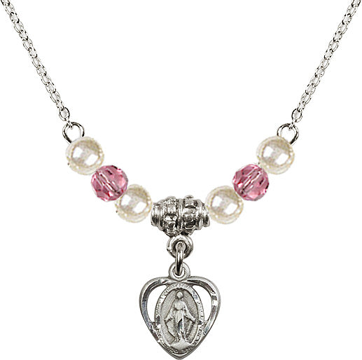 Miraculous Necklace with Faux Pearls & Pink Crystals