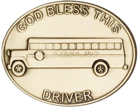 Antique Gold God Bless This Bus Driver Visor Clip 1084VG