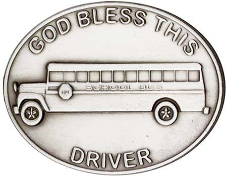 Antique Silver God Bless This Bus Driver Visor Clip 1084V