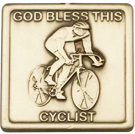 Antique Gold God Bless This Cyclist Visor Clip 1085VG