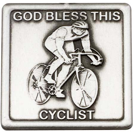 Antique Silver God Bless This Cyclist Visor Clip 1085V