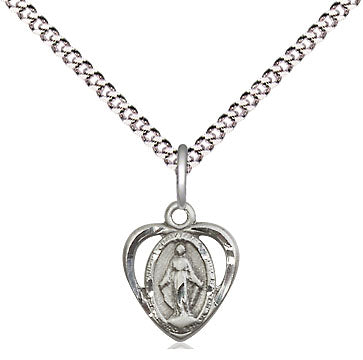 Small Miraculous Medal in Heart for Girls 5401SS
