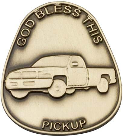 Antique Gold God Bless This Pickup Visor Clip 1086VG