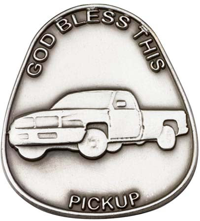 Antique Silver God Bless This Pickup Visor Clip 1086V