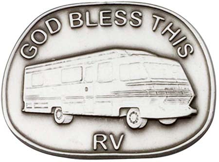 Antique Silver God Bless This RV Visor Clip 1087V