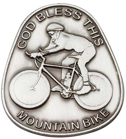 Antique Silver God Bless This Mountain Bike Visor Clip 1089V