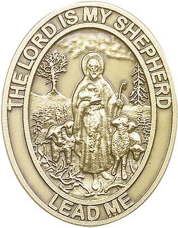 Antique Gold Lord Is My Shepherd Oval Visor Clip 1090VG