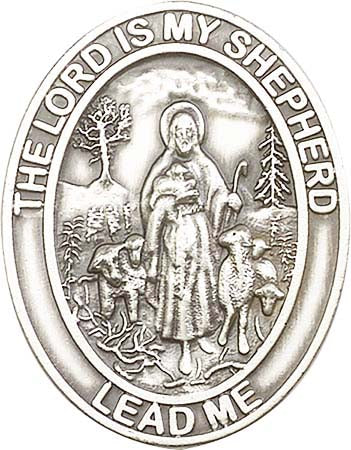 Antique Silver The Good Shepherd Oval Visor Clip 1090V
