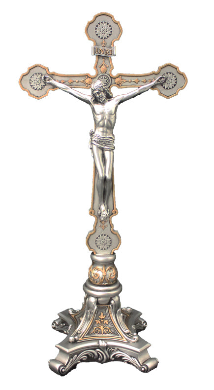 Pewter Finish Veronese Collection Standing Crucifix - 13 inches tall