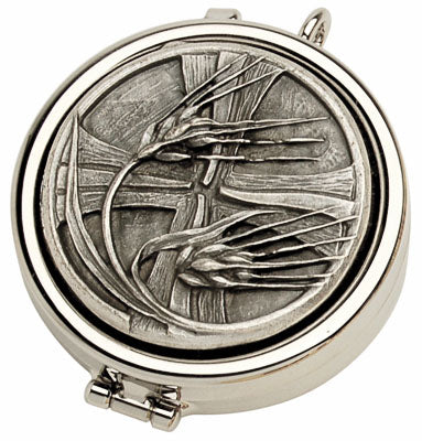 Nickel Plate Pyx with Cross and Wheat Motif