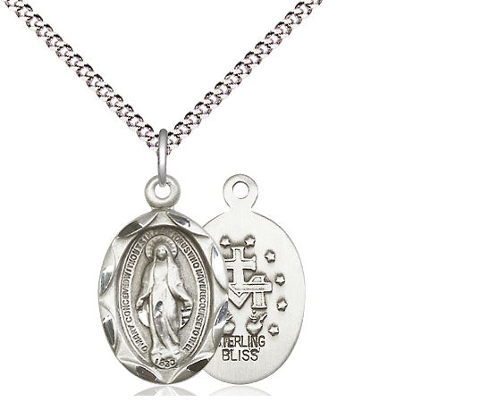 Sterling Silver Miraculous Medal with 16 inch Chain 0612MSS