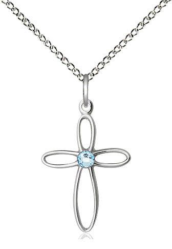 Sterling Loop Cross Birthstone Necklaces