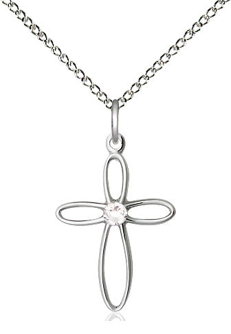 Sterling Loop Cross Birthstone Necklaces