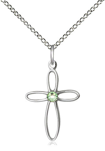 Sterling Loop Cross Birthstone Necklaces