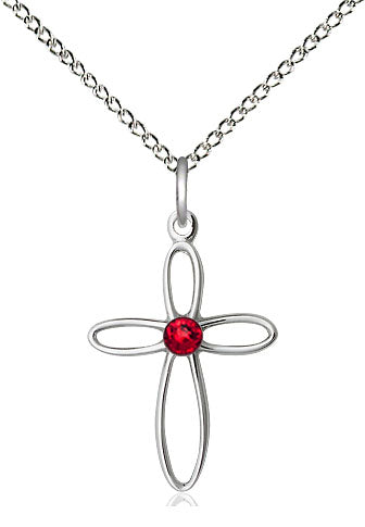 Sterling Loop Cross Birthstone Necklaces