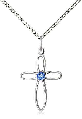 Sterling Loop Cross Birthstone Necklaces