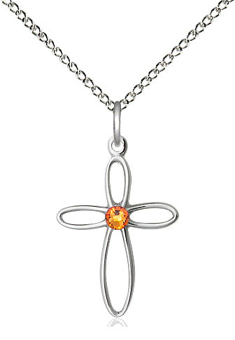 Sterling Loop Cross Birthstone Necklaces