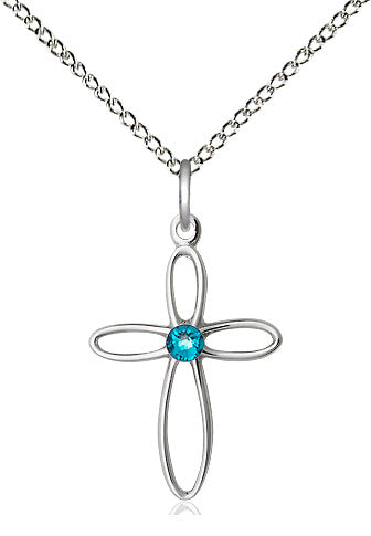 Sterling Loop Cross Birthstone Necklaces