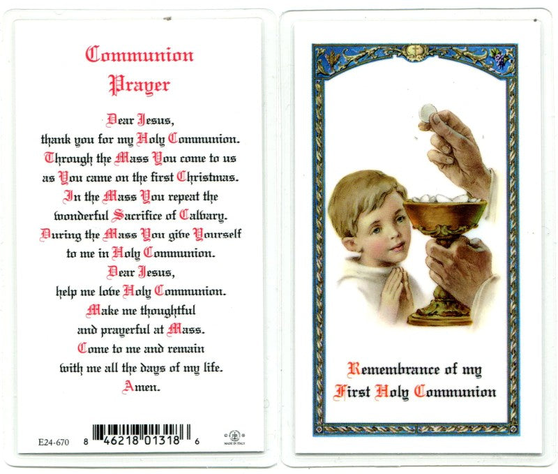 First Communion Boy Holy Card - 800-002