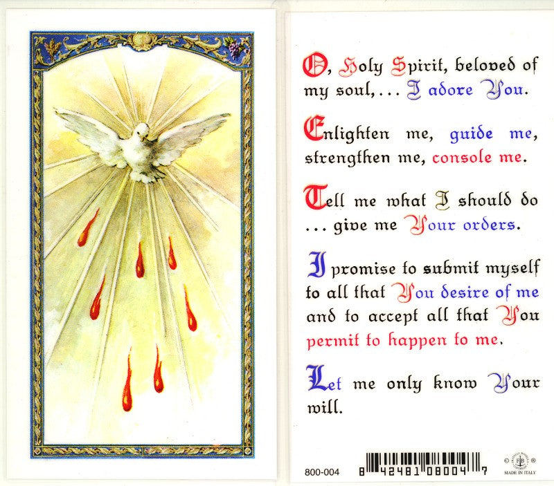 Dove Holy Card with Prayer to The Holy Spirit - 800-004
