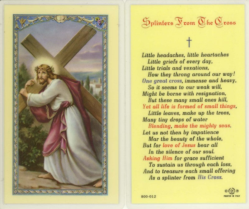 Splinters from the Cross Holy Cards - no. E24-172