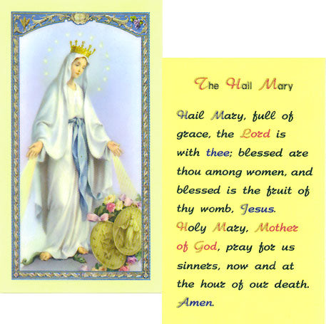 Hail Mary Miraculous Medal Prayer Card