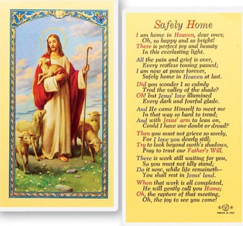 Good Shepherd with Memorial, Safely Home Prayer Cards