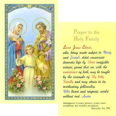 Prayer to the Holy Family Holy Card - 800-020